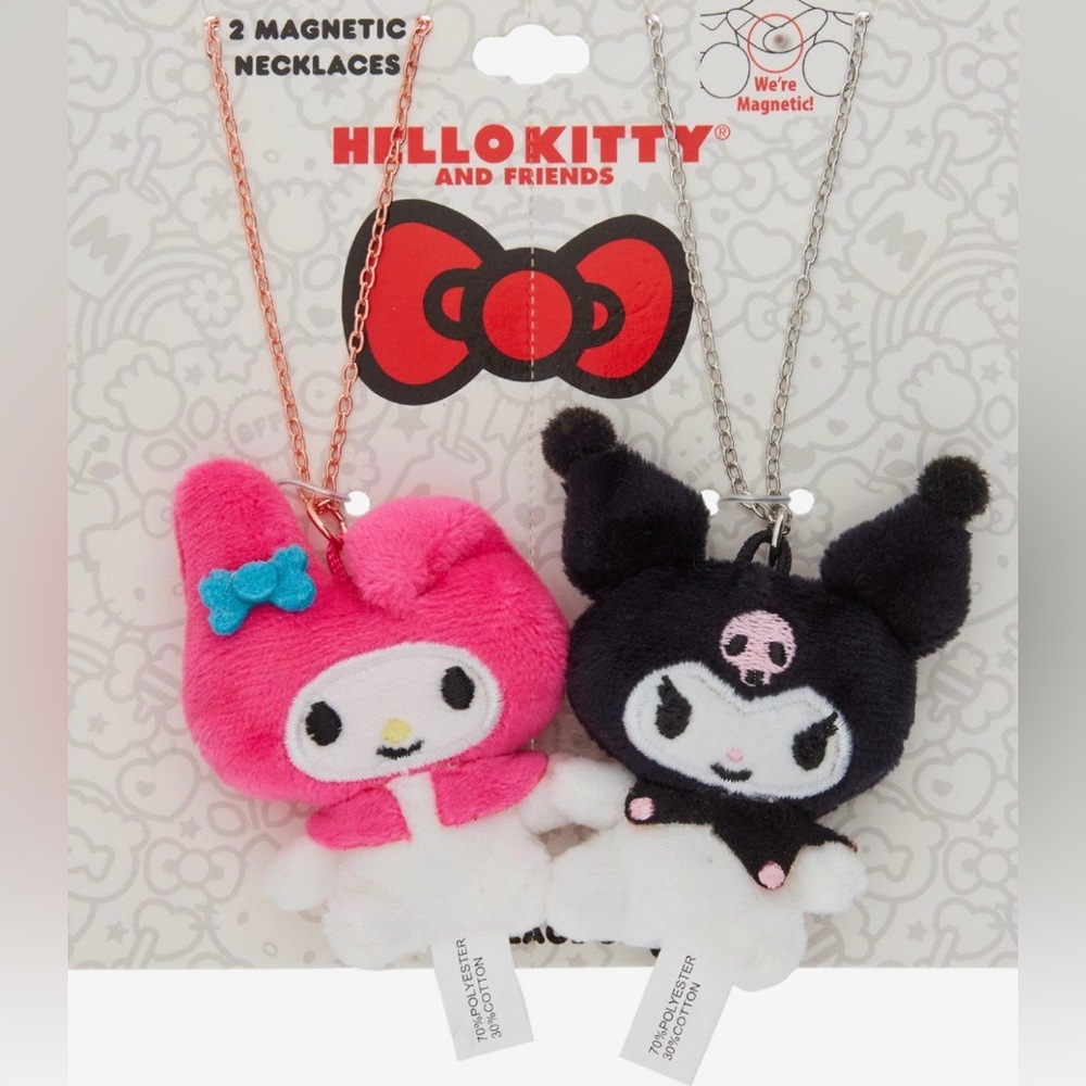 HELLO KITTY AND FRIENDS Plush Magnetic Best Friends Necklaces My Melody Kuromi